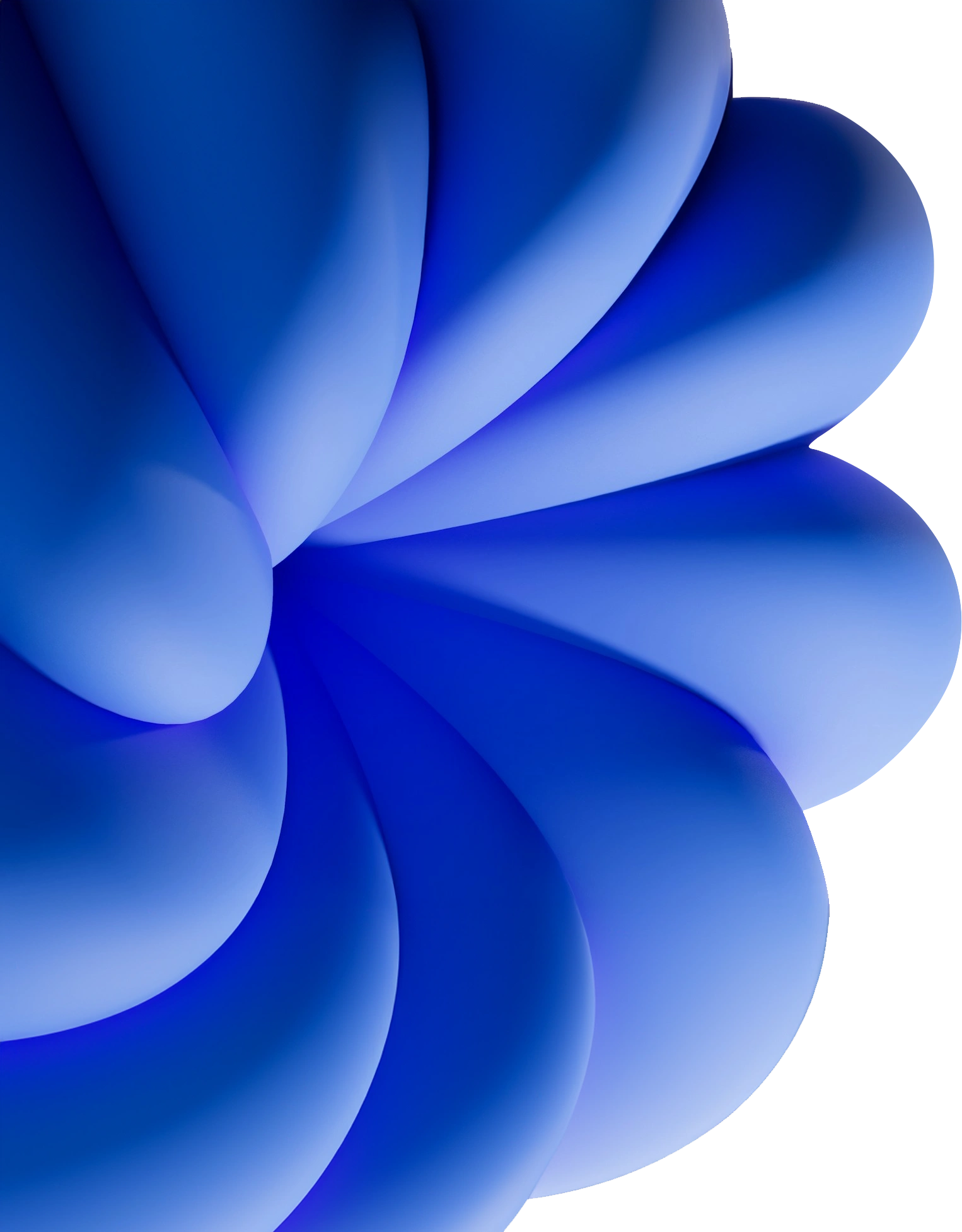 A close-up view of abstract blue shapes forming a radial pattern against a black background.