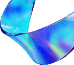 A close-up of a smooth, abstract shape with a glossy, iridescent blue and purple surface.