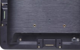 Close-up of the bottom part of an electronic device featuring several ports and connectors.