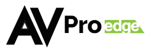 The image shows the logo of AVProedge, with the text "AV" in black, "Pro" in black, and "edge" in green.