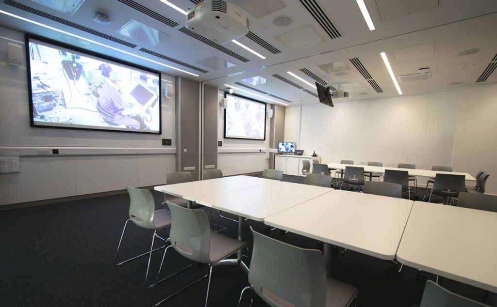 ZeeVee ZyPer4K SDVoE-powered endoscopy suite at the Quadrum Institute in Norwich showing clinical AV monitoring displays